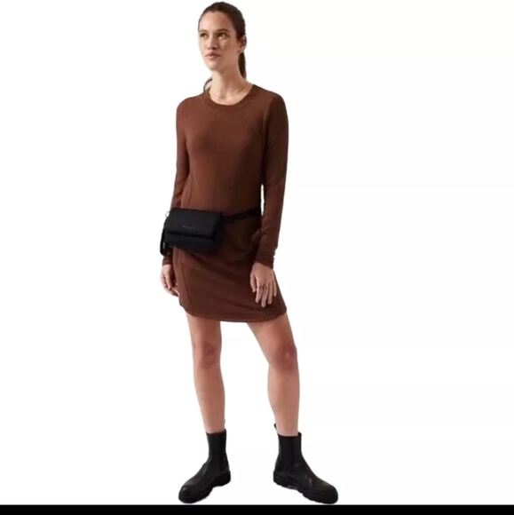 Athleta Plus brown Coaster Luxe Sweatshirt Dress size m - Picture 11 of 11